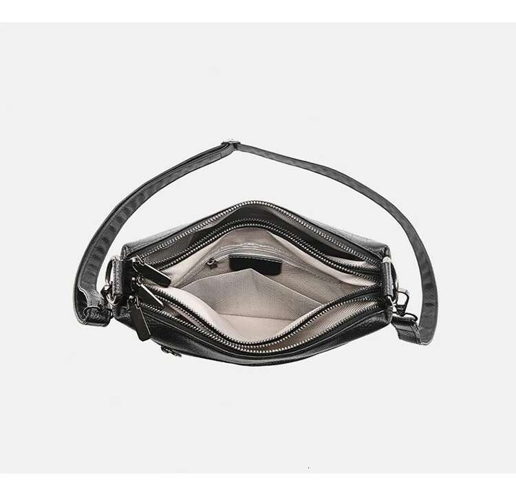 Genuine Three Compartment Large Capacity for Women 2023 Versatile Soft Shoulder Crossbody Bag Cow Leather