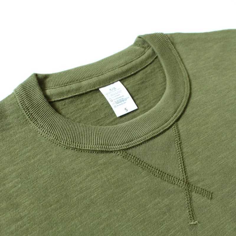 High Quality Heavy duty 300g cotton T-shirt mens seamless woven bamboo cotton short sleeved T-shirt top unisex clean fit design collar underwear T2501
