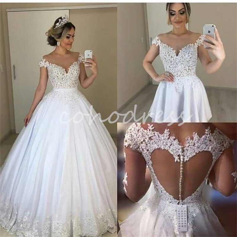 Civil Two In One Wedding Dress Convertible Elegant Detachable Two Piece Short Beach Boho Bride Dress Lace Bohemain Country Bridal Gowns 2025 Robe De M