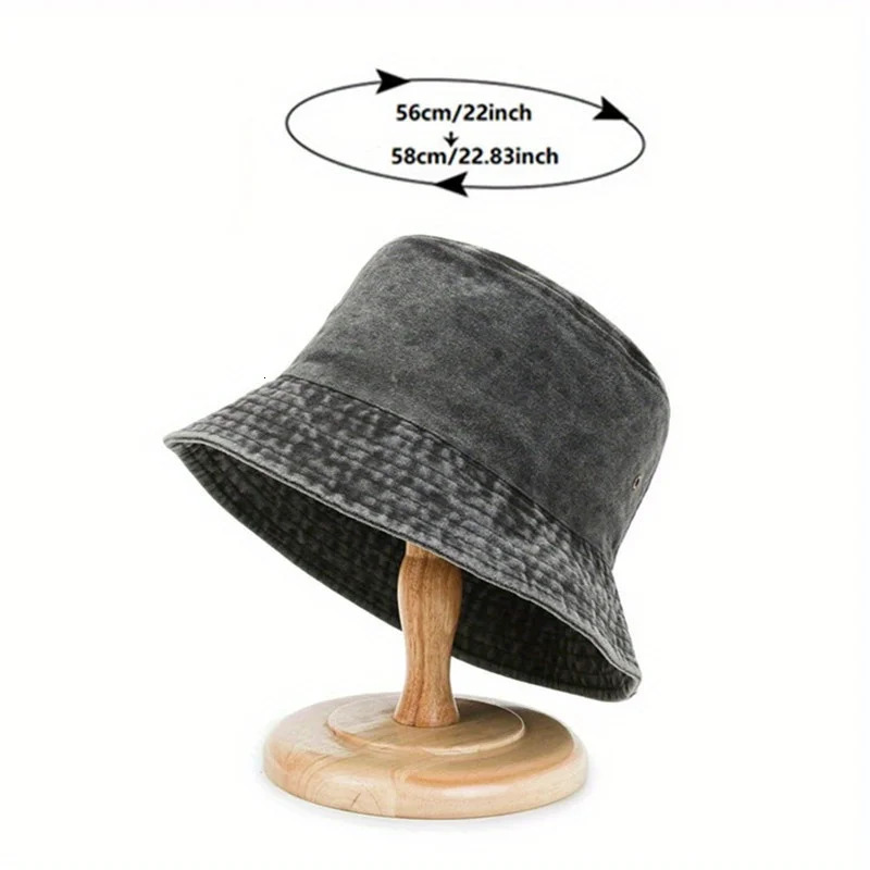 Classic Unisex Denim Bucket Hat Solid Color Washed Distressed Sun Hats Lightweight Fisherman Cap For Women Men 250107