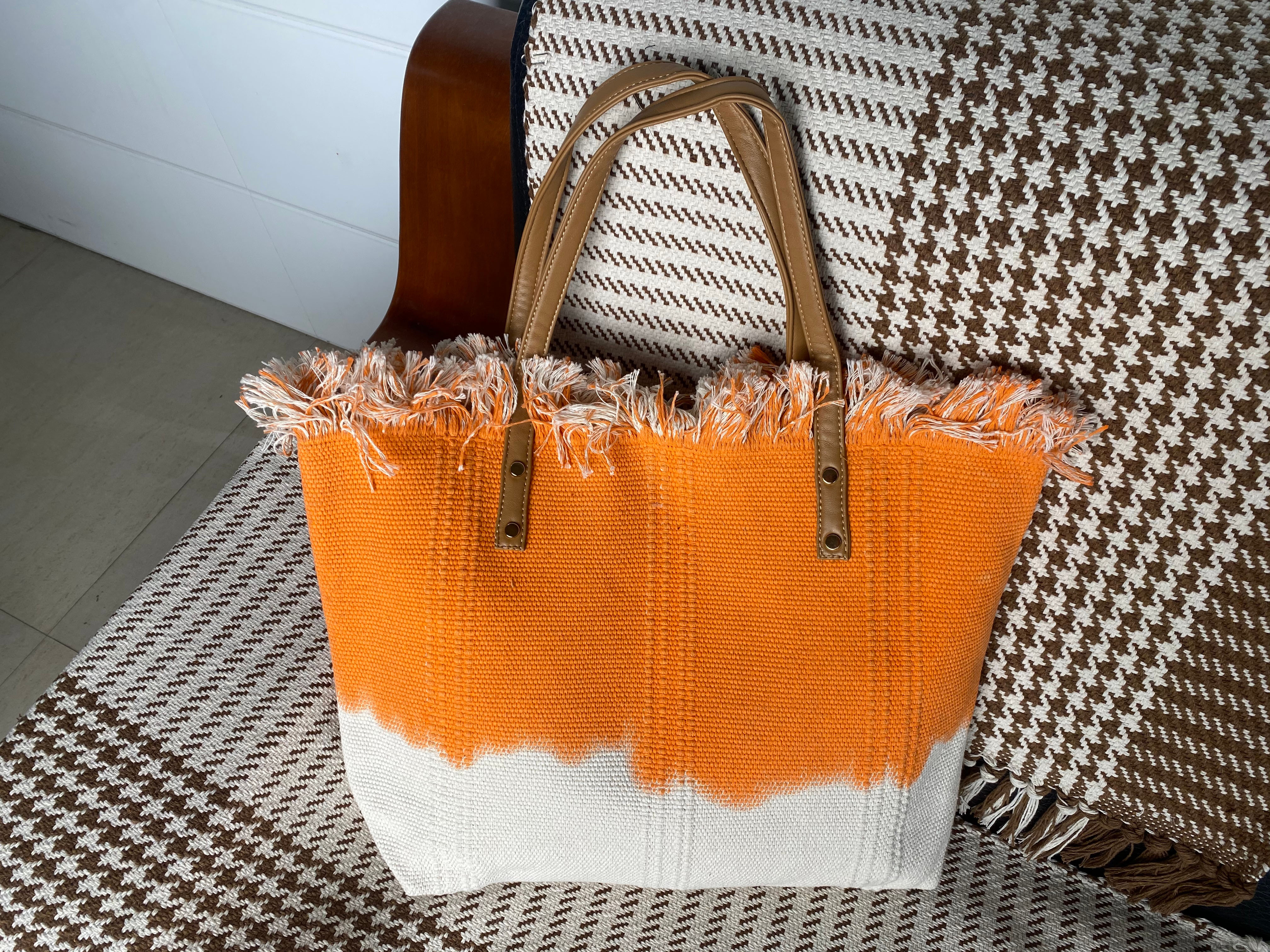Vintage Handmade Linen Shoulder Tote with Sturdy Fabric