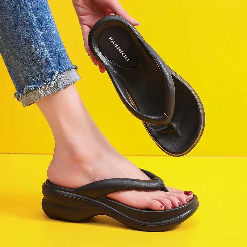 New Arrival Summer new womens flip fashion platform wedge high heels slider womens casual slider comfortable EVA beach flip T250108