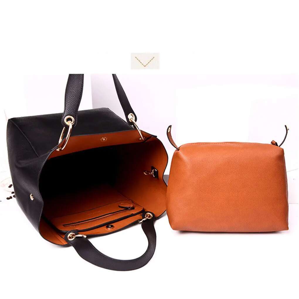 2Pcs PU Leather Large Capacity Tote Classic Womens Handbag With Hand Coin Purse Top-Handle Shoulder Bag