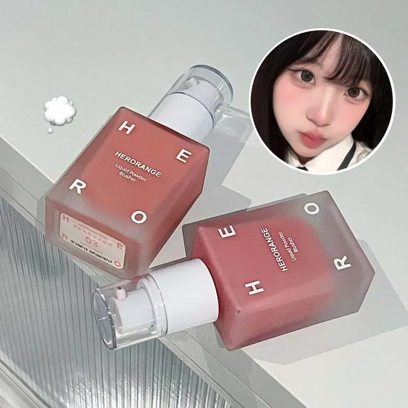 HERORANGE Matte Liquid Blush Velvet Blusher Peach Face Blusher Pigment Lasting Beauty Natural Cheek Tint Cream Blush Makeup 30ML 250108