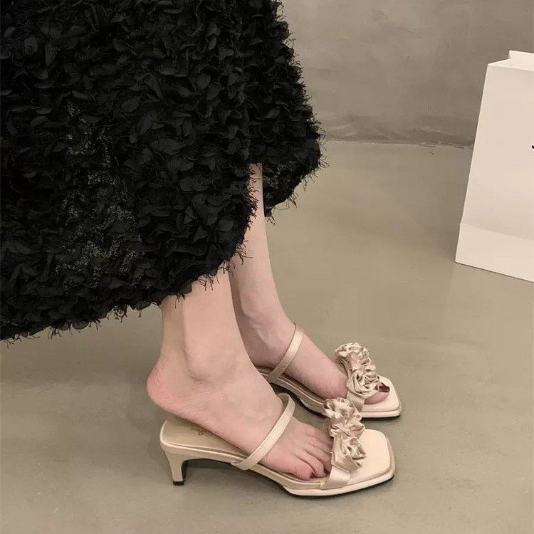 Women Sandals High Heel Fashion Versatile Outdoor Trendy Wear France NEW hot Gentle hot Style Triple Black Apricot Purple Free shipping
