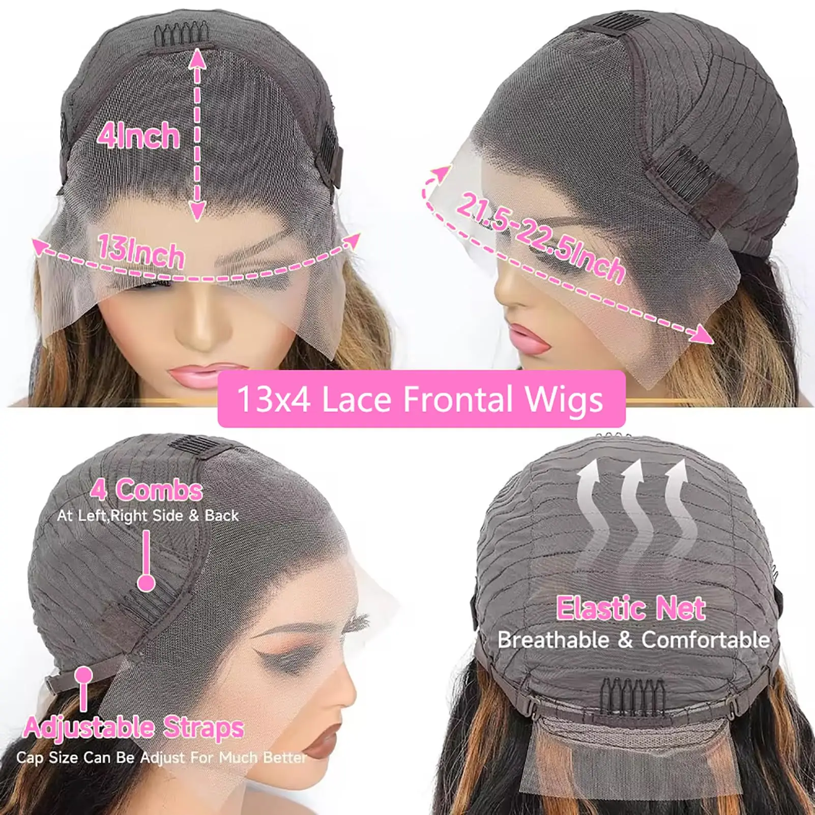 Free shipping Brazilian Highlight Brown Blonde Front Body Wave Transparent 13x4 Human Hair Wigs for Women HD Lace Frontal Wig Synthetic Preplucked