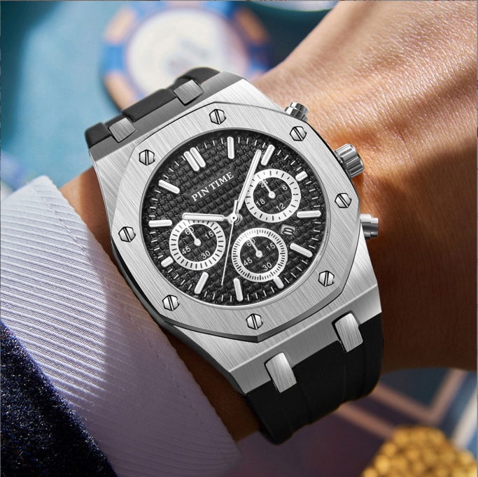 43MM New Sports Mens Watches Brand Fashion Silicone Strap Quartz Watch Luxury Multi-functional sports waterproof men's fashion casual A watch Clocks P WristWatches