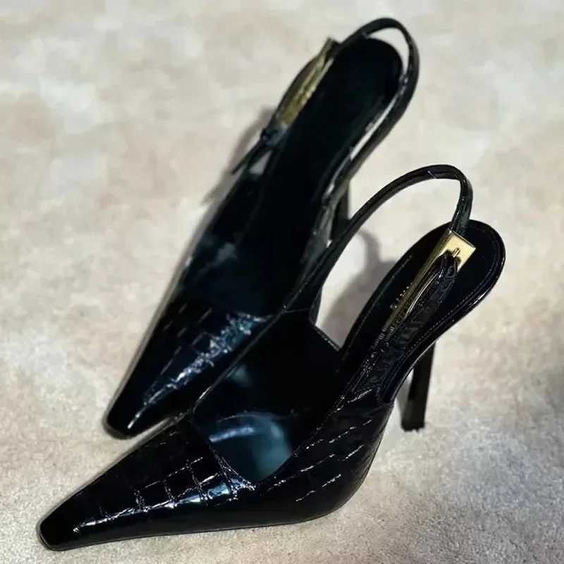 Pointed Stiletto Heels Women Pumps Patent Leather 2024 Summer Designer Mule Sandals Elegant Sexy Office High Heels Women ShoesC250108