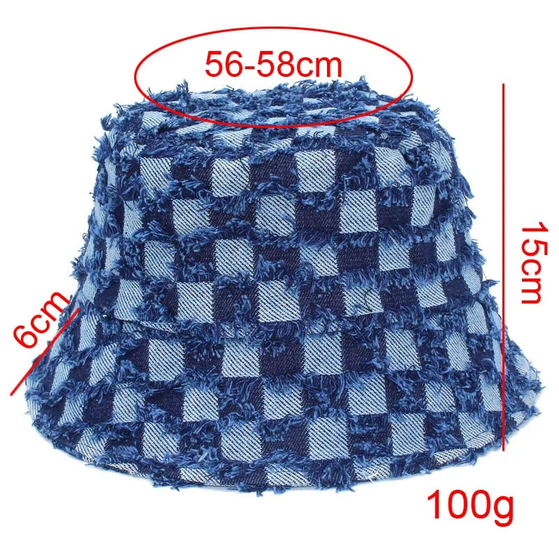 Jeans Buckets Hats Black Blue Hat For Men Women Panama Fisherman Caps Summer Fishing Bucket Sun Hat Flat Top Cap 250107