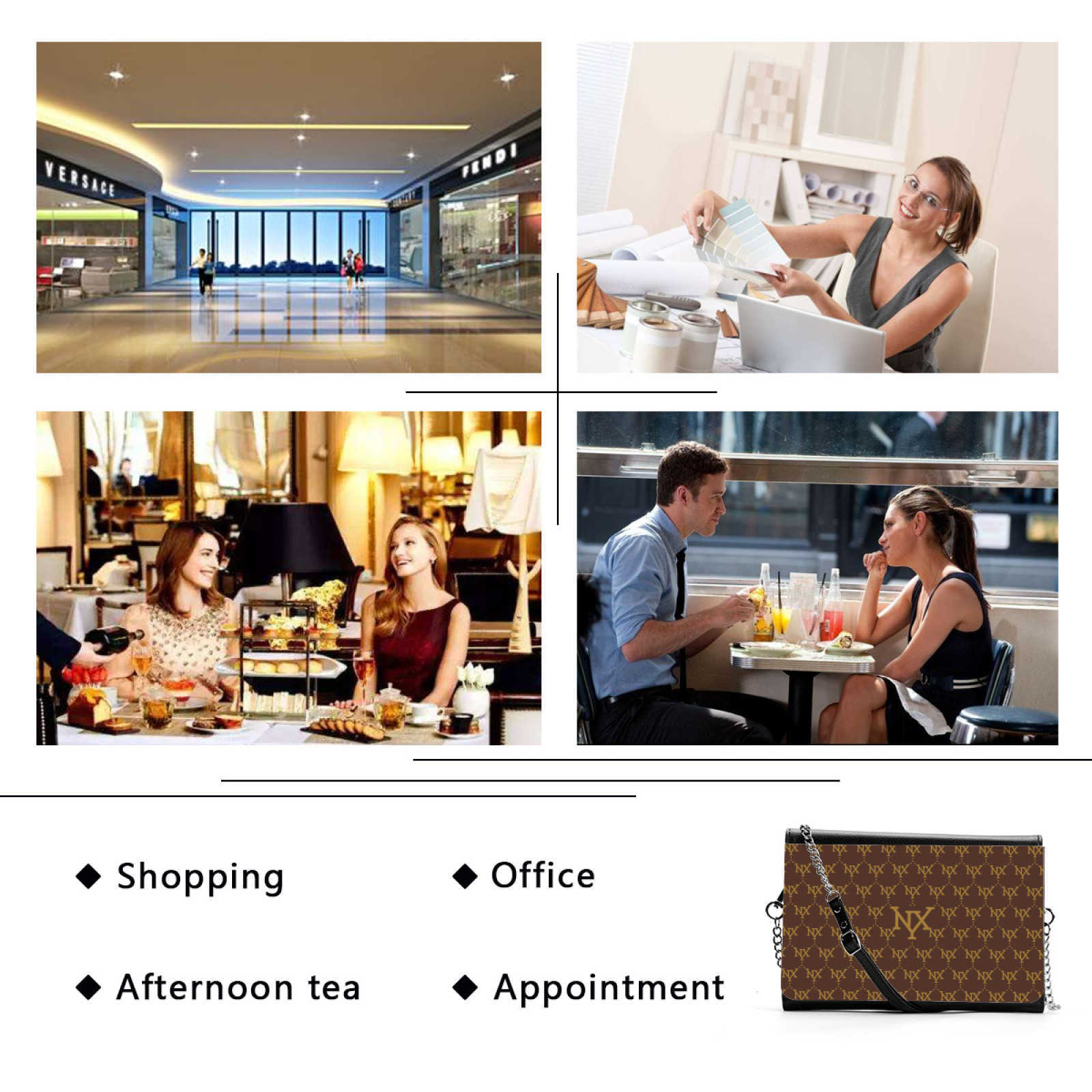 NXY Women's Cluth Multifunctional Purse Shoulder Bag Chain PU Chains Removable Shoulder Strap Strap Fashion Single Messengers Purses 241219