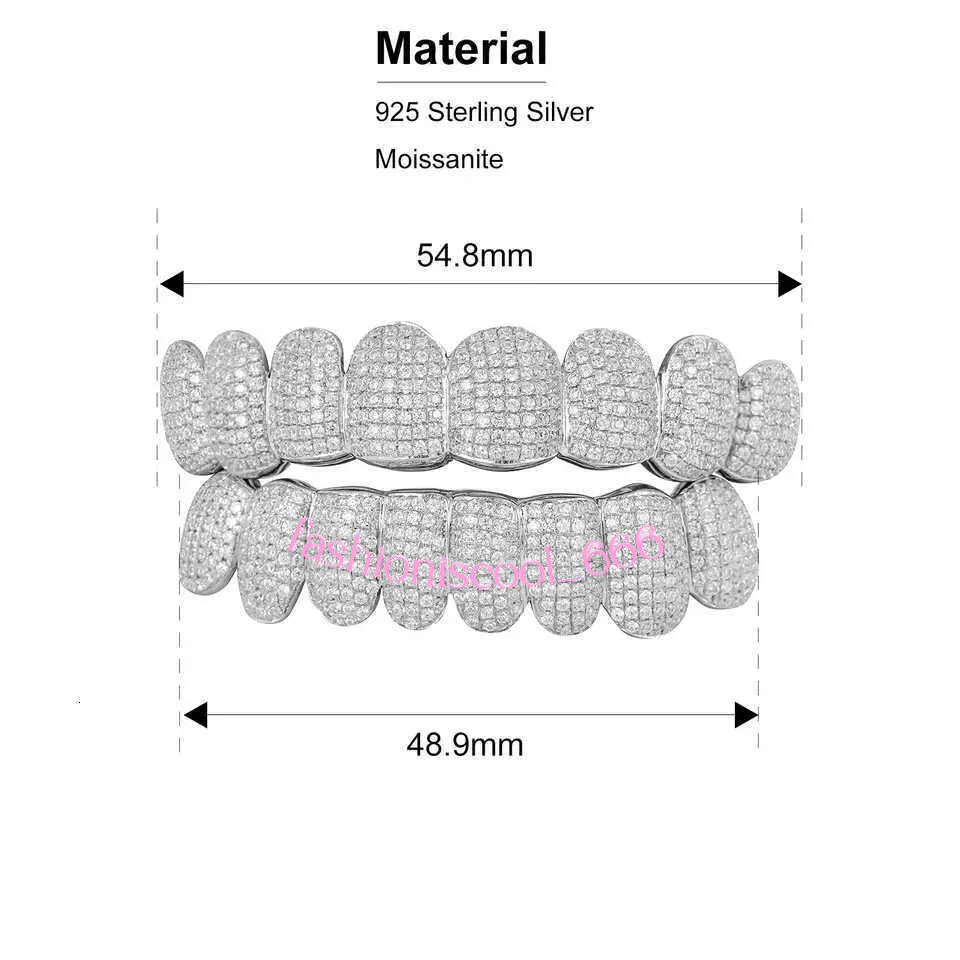 mouth grills Exclusive customization Moissanite Teeth Grillz iced out Hop Sier decorative braces Real Dia Bg Tooth Grills For Men