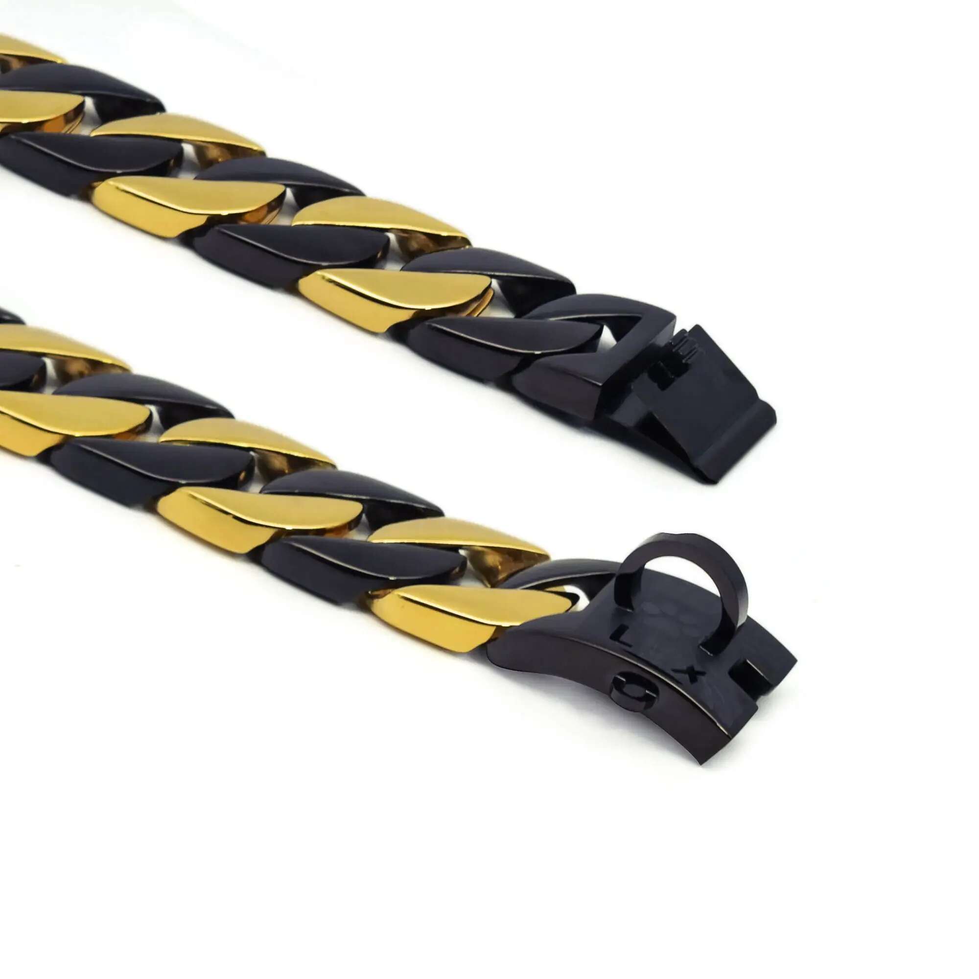 32Mm Strong Stainless Gold Black Dog Traction Rope Titanium Steel Necklace Collar For Training Pets