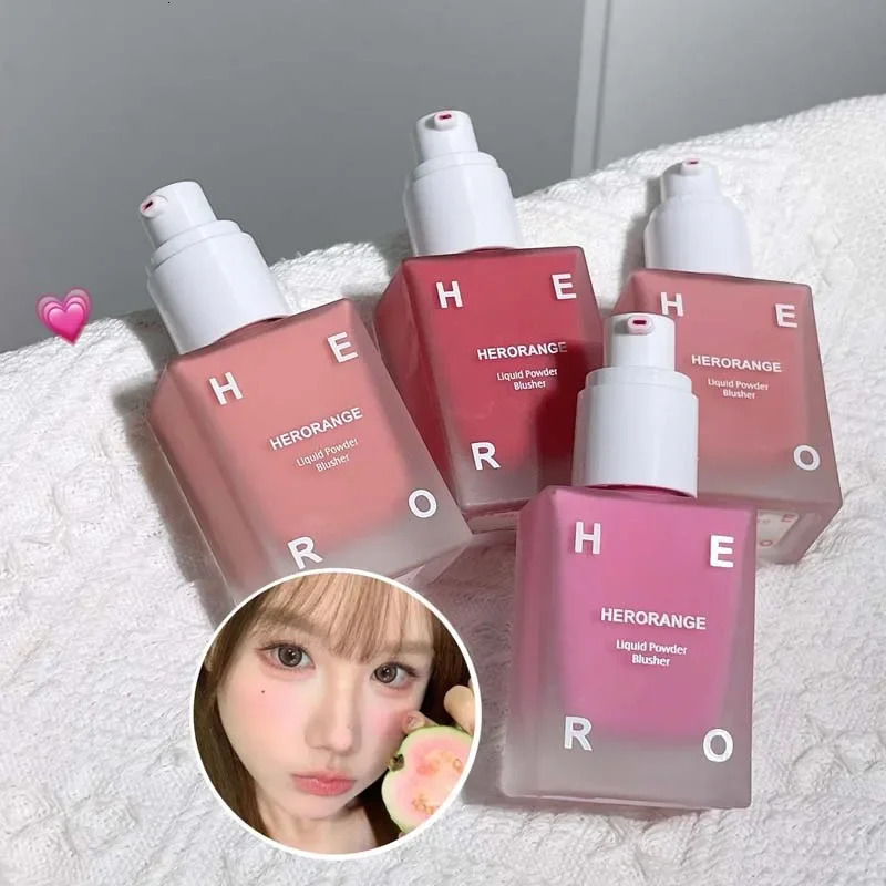 HERORANGE Matte Liquid Blush Velvet Blusher Peach Face Blusher Pigment Lasting Beauty Natural Cheek Tint Cream Blush Makeup 30ML 250108