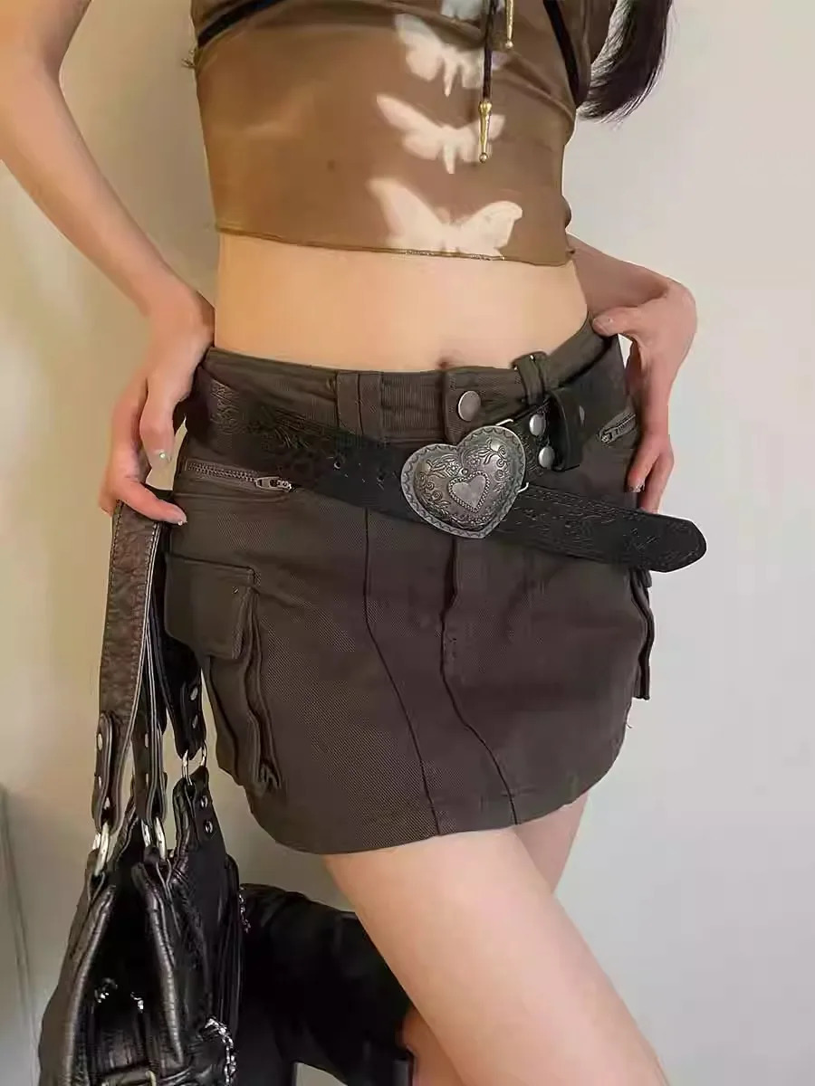 Love Y2K Retro Belt Female Korean Version Of Fashion Accessories Jeans With Slim Personality Belt Dark 250107