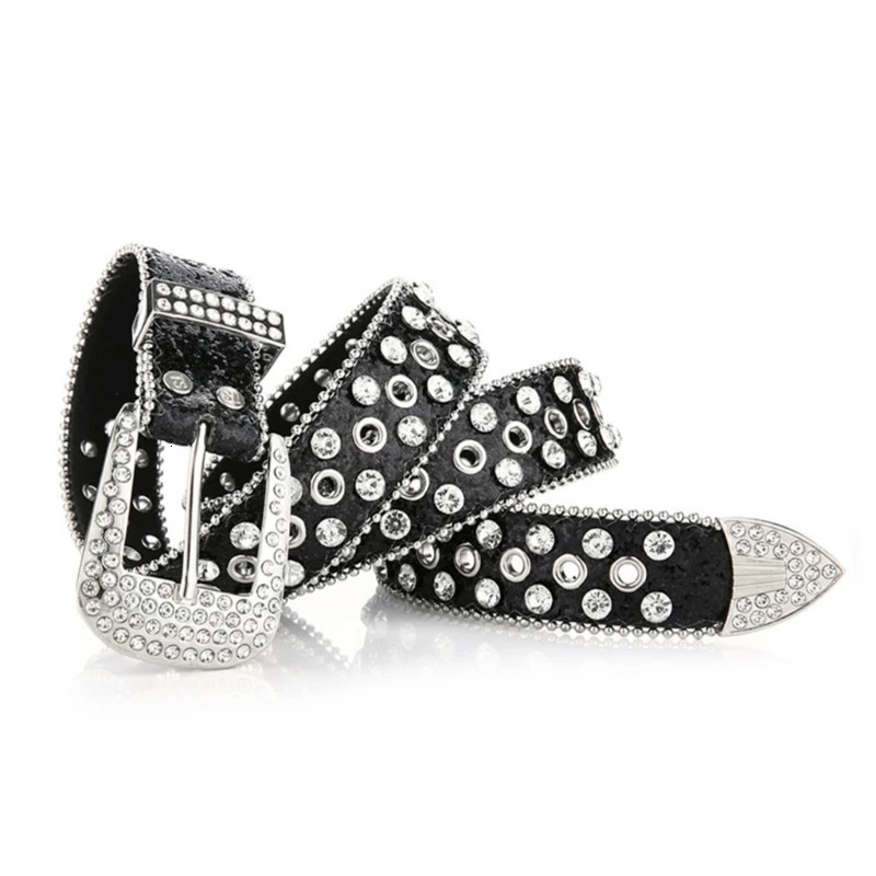 Goth Rhinestones Belts Women PU Leather Straps Rhinestones Belts Cow Y2K Fashion Belt for Jeans Men 250107