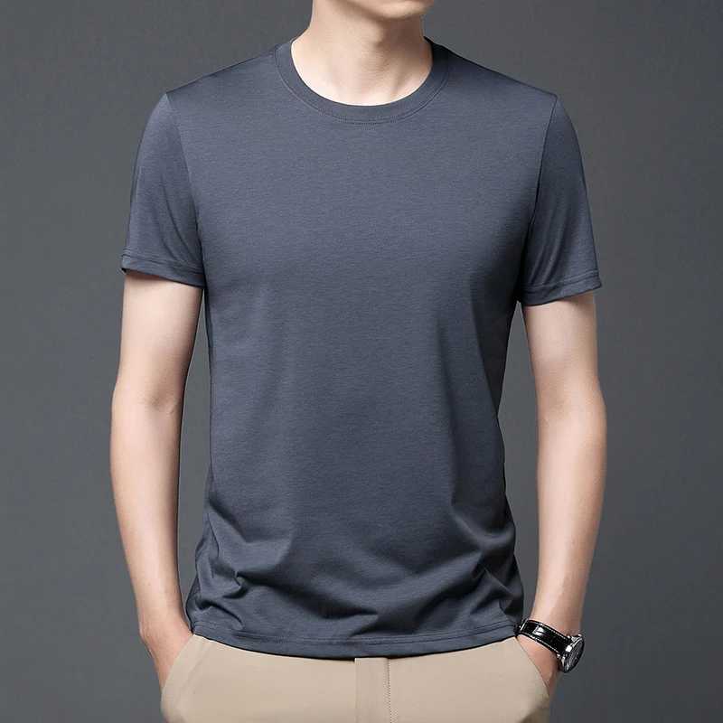 summer new mens solid color round neck casual trend retro short sleeved pure cotton sports casual T-shirt top M250108