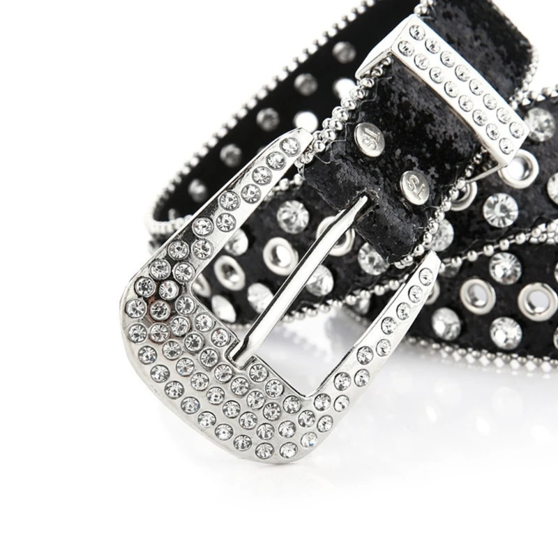 Goth Rhinestones Belts Women PU Leather Straps Rhinestones Belts Cow Y2K Fashion Belt for Jeans Men 250107