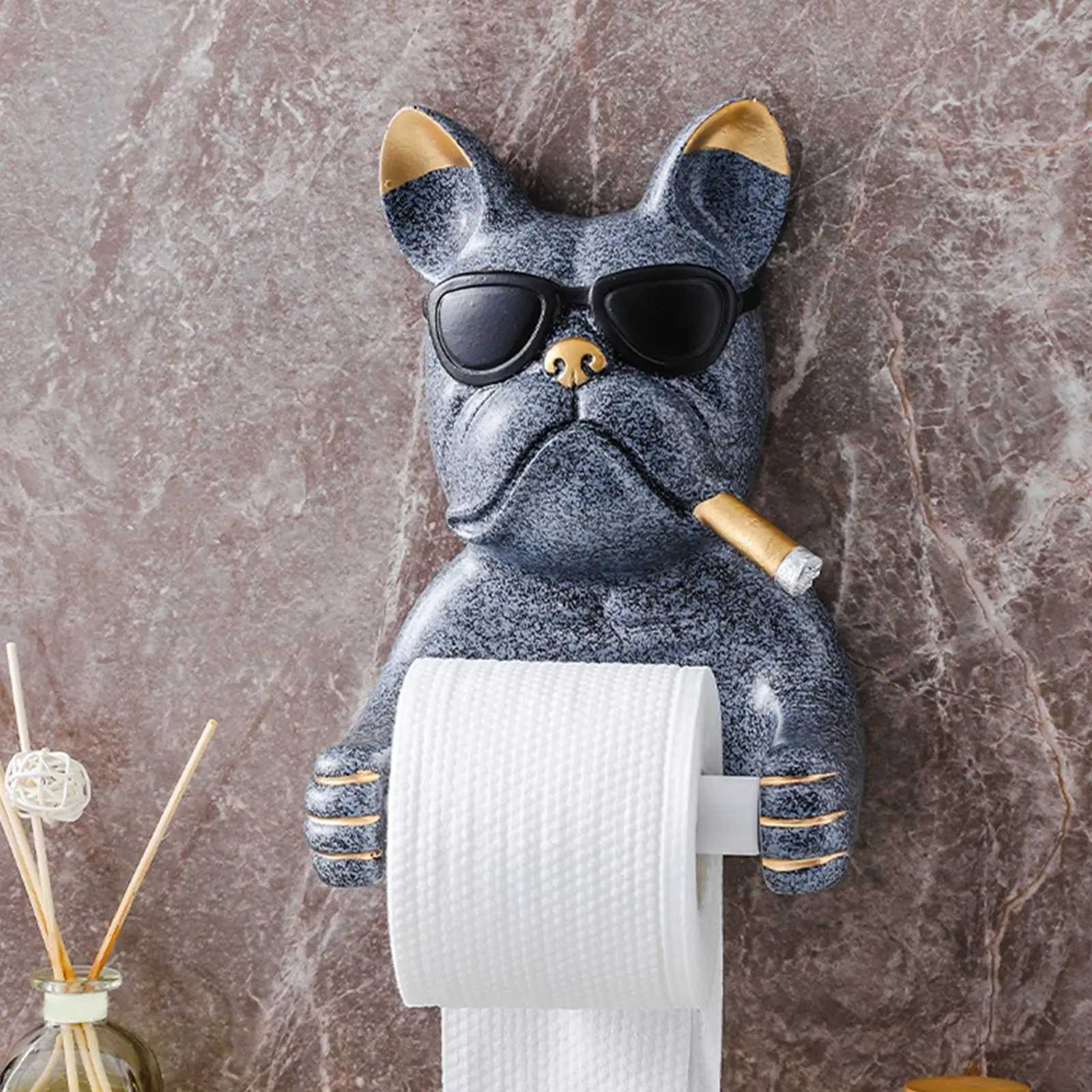 Cartoon hanging punch press - paper holder organizer dog statue used for Washro kitchen hotel organization decoration Y250107