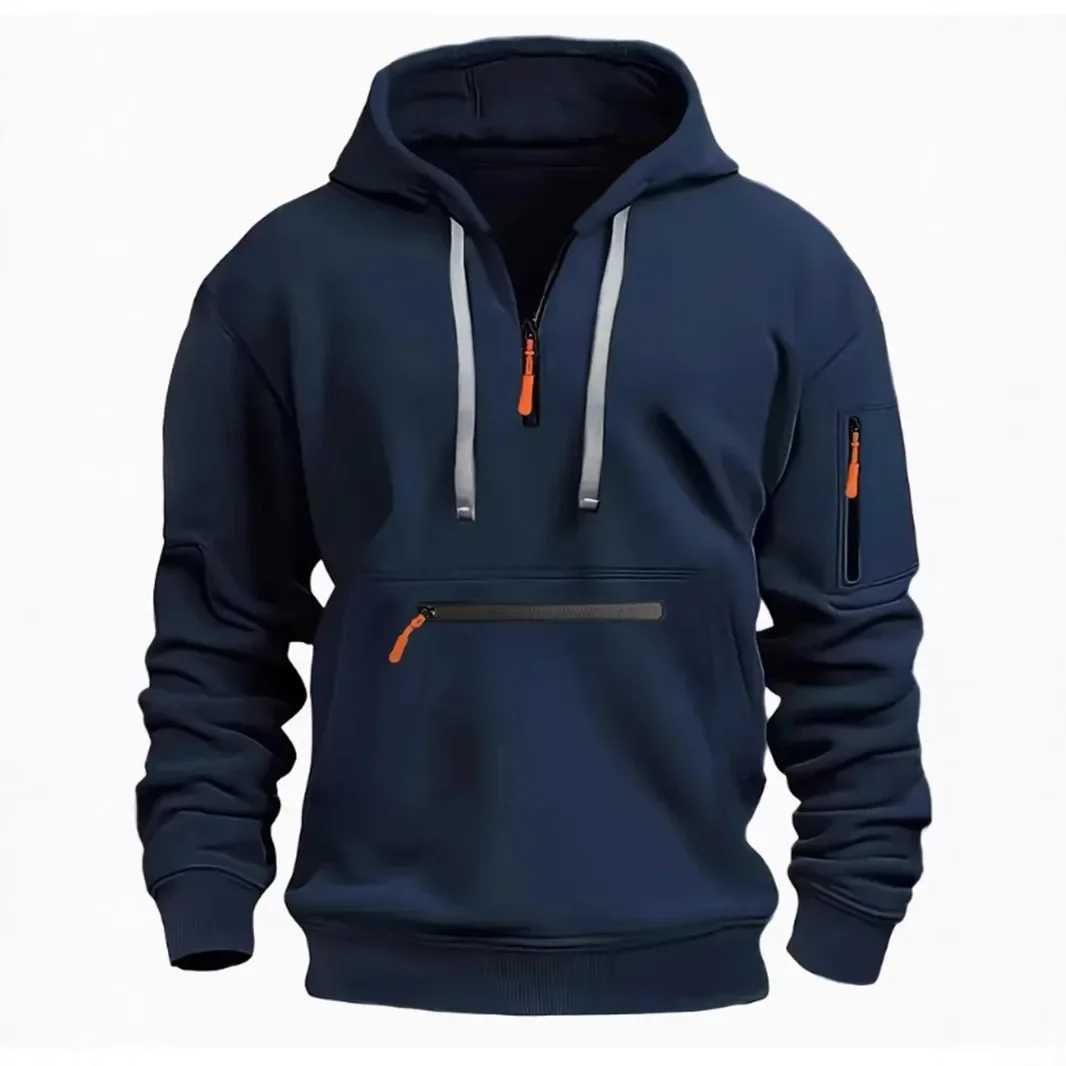 Mens Hoodie Drawstring Zipper Pocket Autumn/Winter Hoodie Fashion Casual Daily Street Solid Color Plus Cashmere Warm Top W250108