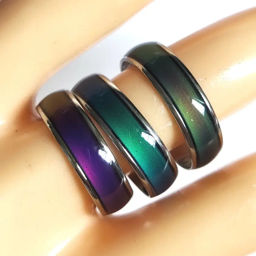 25 100Pcs Rings Metal Alloy 6mm Change Color Mood Ring Emotional Temperature Sensitive Glazed Fashion Rings Unisex Jewelry 250107