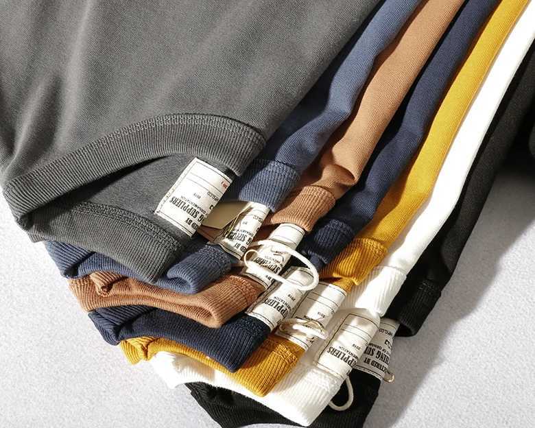New Arrival 2025 Summer New Pocket T-shirt Mens Short Sleeve Retro Solid Color Simple Round Neck Heavy duty Washable Old Bottom Top Z250108