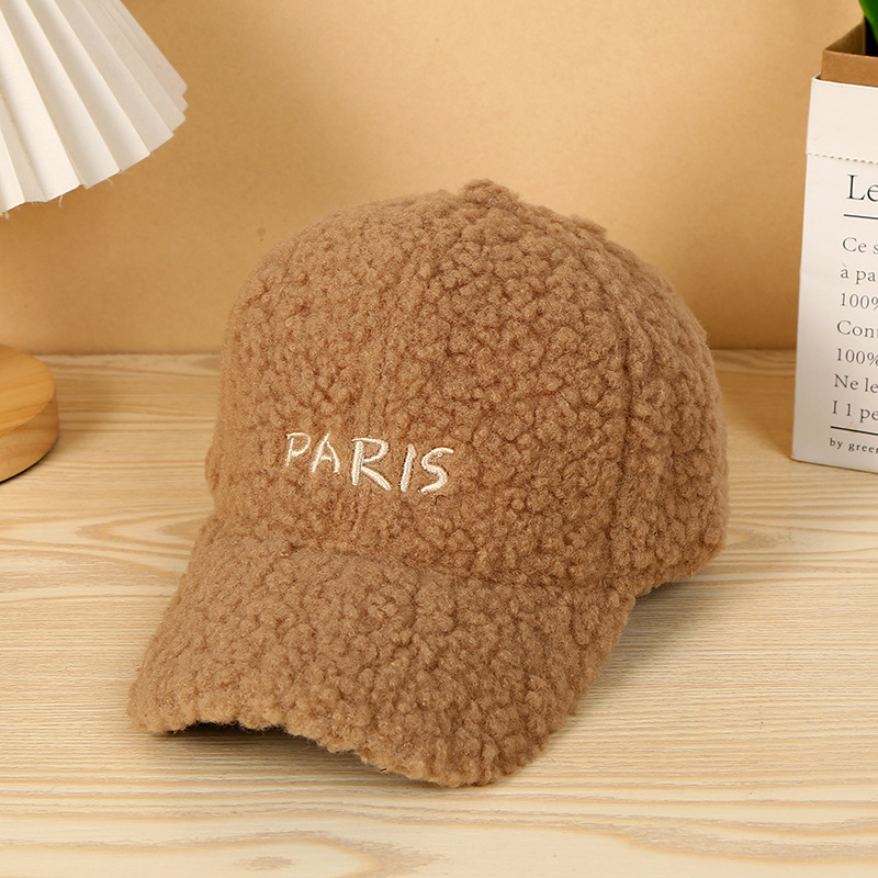 Winter hat female Japan and South Korea plush baseball cap fall and winter with duck tongue cap students cold warm bent brim hat men