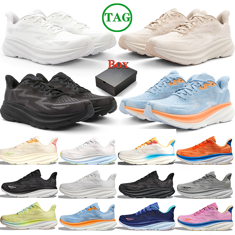free shipping with box designer bondi clifton 8 9 running shoes for men women triple black white blue pink mens sports womens trainers sneakers tennis shoes size 36-47