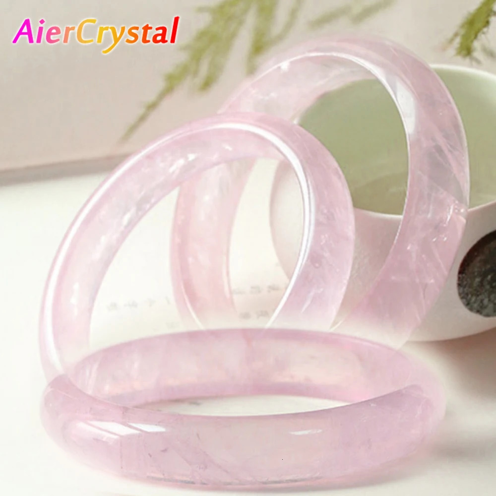 Madagascar Natural Pink Crystal Bangles Bracelet Natural Ice Jade Bangle Jewelry Light Pink Fashion Wedding Jewelry for Women 250107