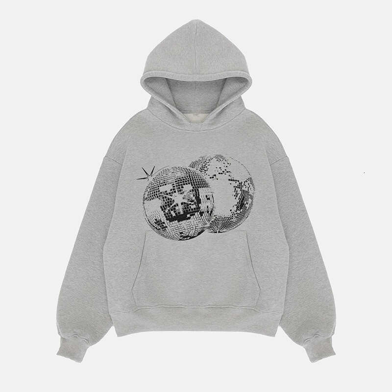 Y2K Hoodies Clothes Women Vintage Mirror Ball Print Autumn W