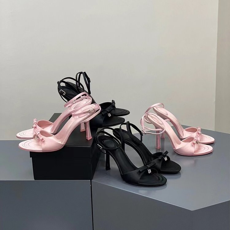 Women Sandals High Heel Bow Design Sensation New Fashion Diamond Versatile Triple Black Pink Free shipping