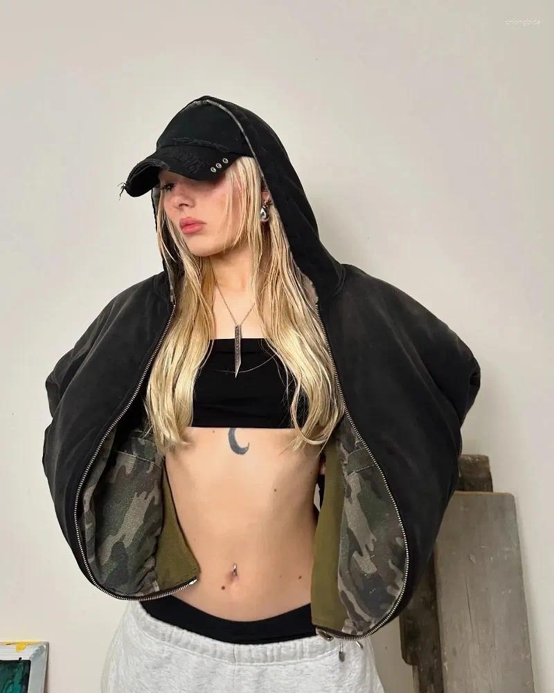 Mens Jackets Y2K Retro Camouflage Reversible Warm Jacket For Women And Men Street Coats Clothes Harajuku Hip-Hop Casual Wear