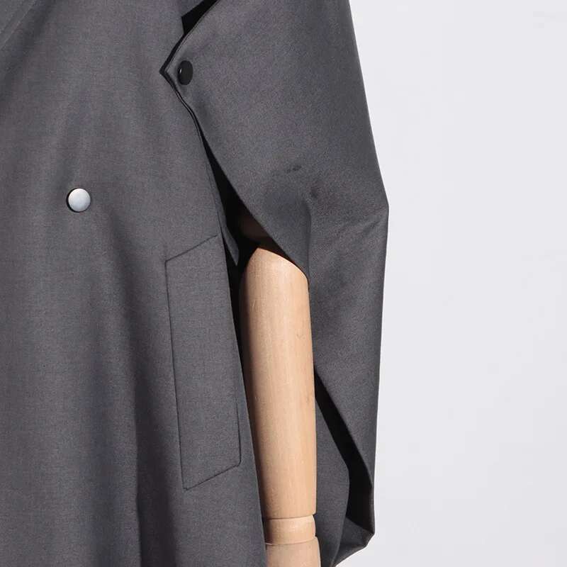 HKSH Fashion Trend Women's Long Windbreaker 2024 Autumn New Personalized Splicing Trench Design High Street Trendy Jacket Hk3066