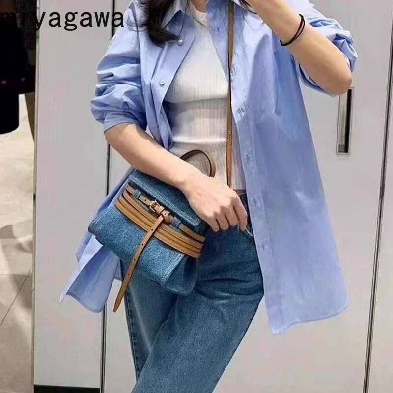 Miyagawa New Style Fashion Belt Cowboy Women Top-Handle Bags Retro Canvas Shoulder Cross Bag