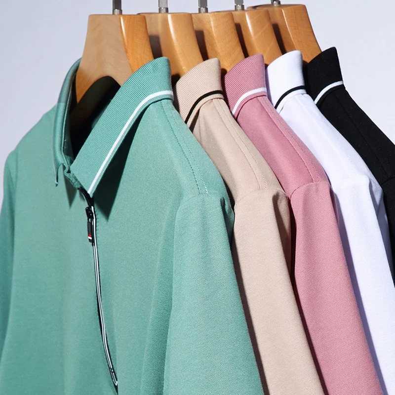 New Mens Casual and Fashionable Solid Color Short Sleeved Polo ShirtXJ250108