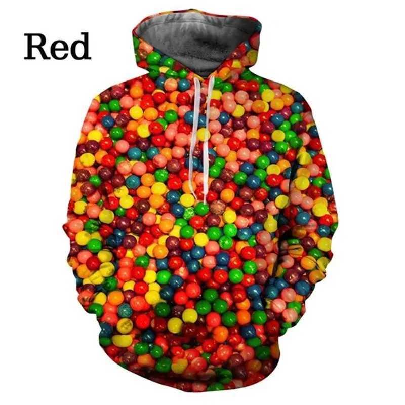New candy graphic hoodie 3D printed fun personalized couple hoodie unisex long sleeved oversized zipper top W250108