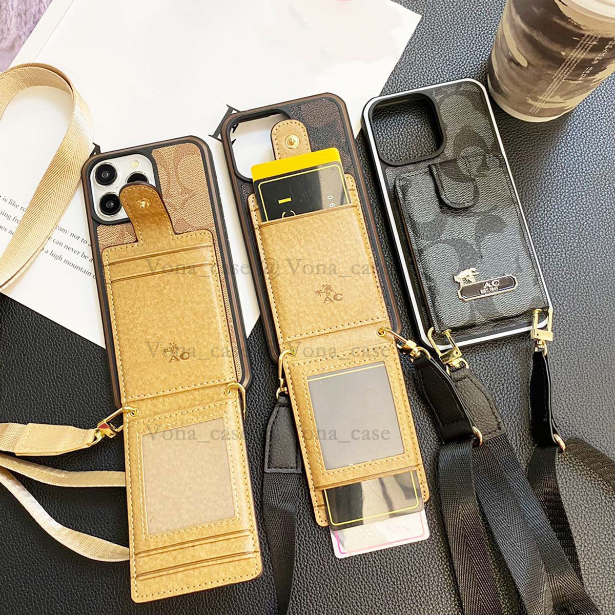 for iPhone 16 Pro Max Wallet Case, 16 Plus 15 14 13 12 Pro 11 iPhone Case with Cross Body Rope and Card Holder Shockproof iPhone Flip All Protective Men Women Cover