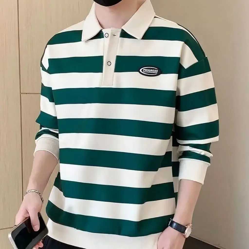 Mens Polo Shirts Baggy Long Sleeve Casual Male Sweatshirts Polyester Size S High Brand Tops With Collar Xxl Luxury Y2k PulloverXJ250108