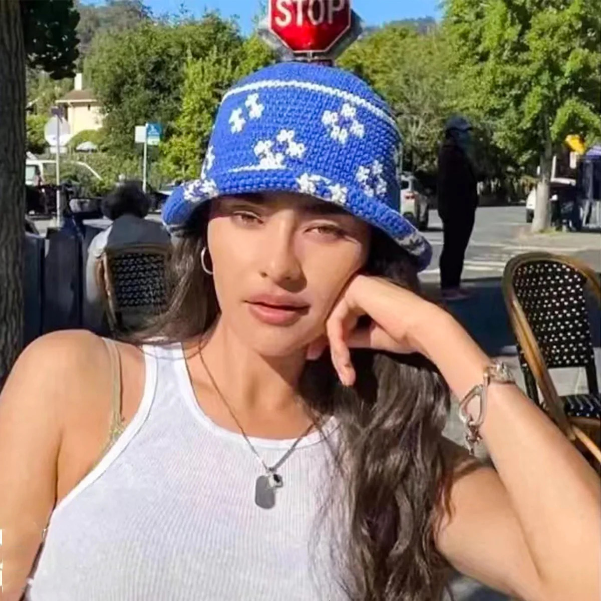 Panama Fashion Crochet Knitting Bucket Hat Summer Hat Foldable Sun Cap Women Hollow Multicolor Bucket Hat Cap 250107