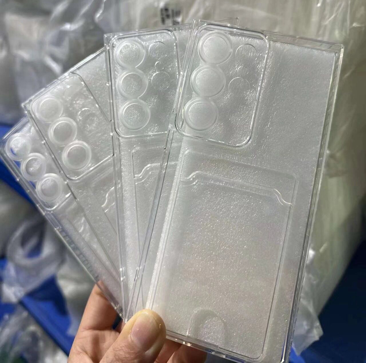 S25 FE Card Pocket Soft TPU Cases For Samsung S25 Edge S24 FE A17 A36 A56 A25 A06 A16 S23 Ultra Plus A55 A35 A25 A15 A05 Clear ID Card Slot Airbag Ant
