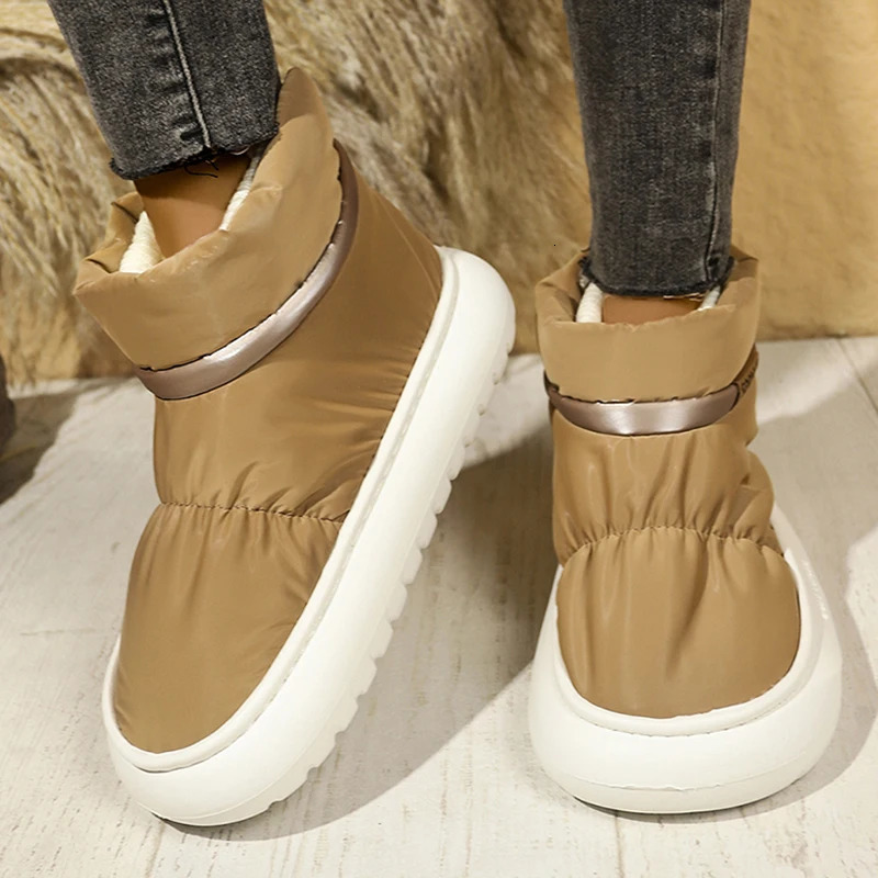 Womens 2024 Winter Warm Plush Cotton Padded Shoes Thick Bottom Waterproof Down Snow Boots Woman Non-Slip Platform Ankle Boots 250106