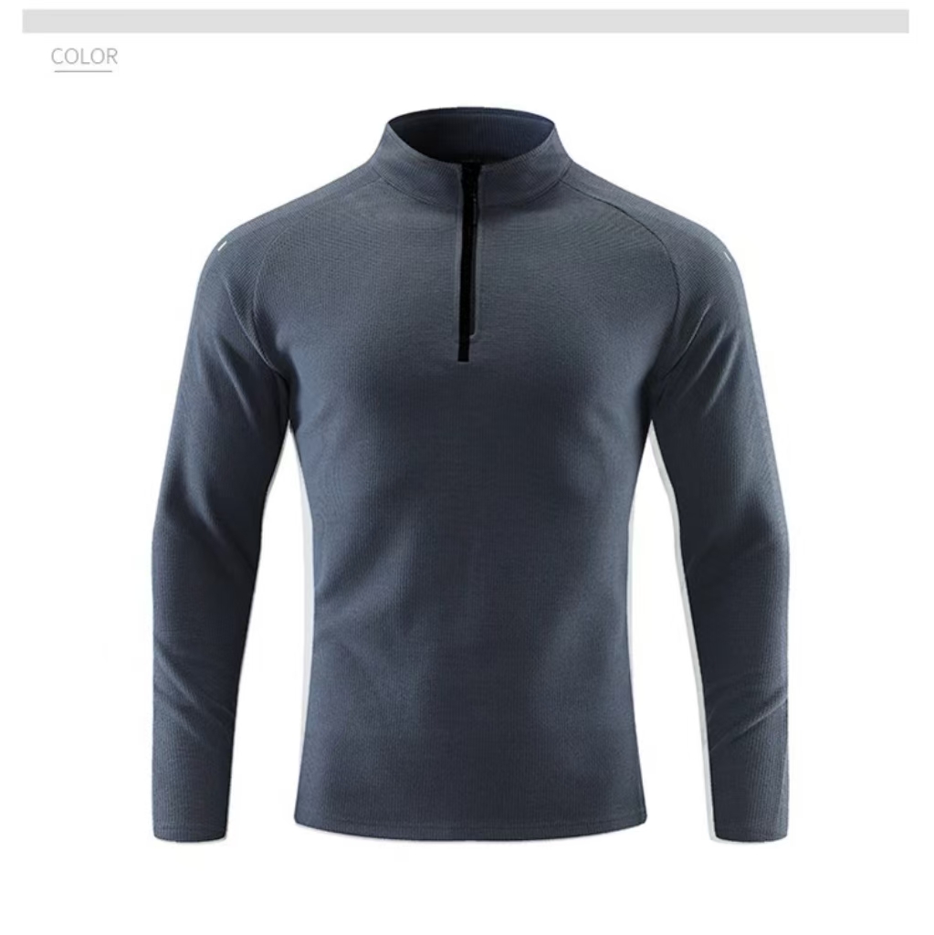 LY03 Men Running Sports Long Sleeve T-shirt Men's Style Stand-up Collar Half Zipper Shirt Training Fitness Clothes Training Top Elastic Quick Dry
