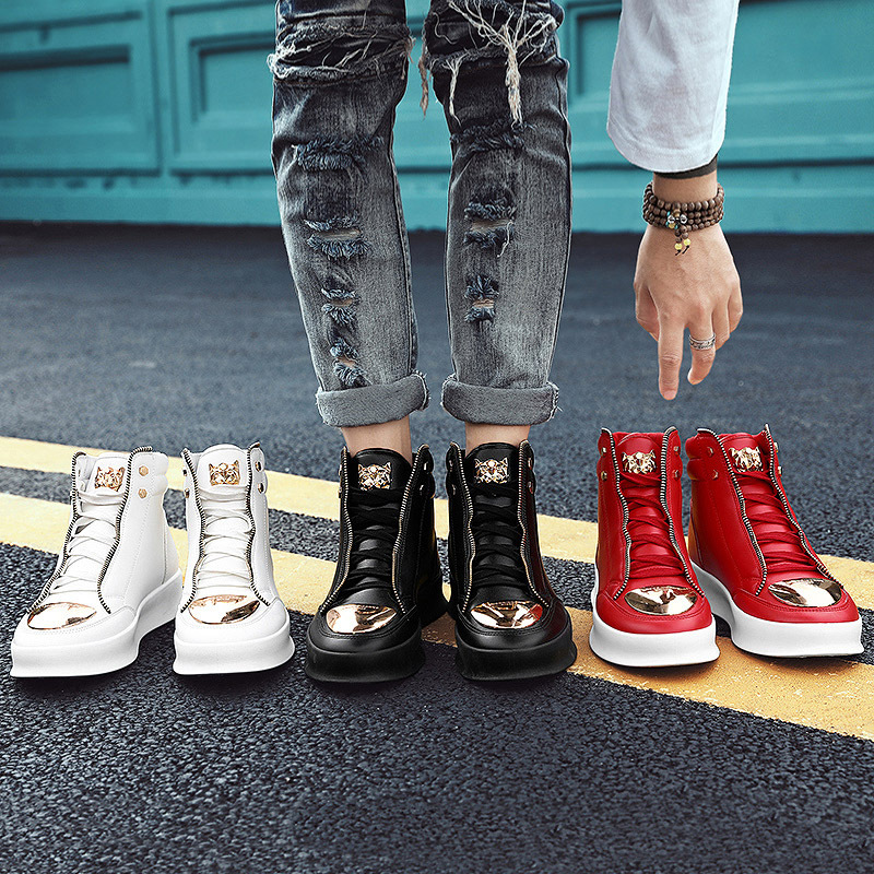 Red Snakeskin High Top Flat Casual Sneakers Zipper Fashion Luxury Club Hip Hop Streetwear Men Designer Shoes ddmythur
