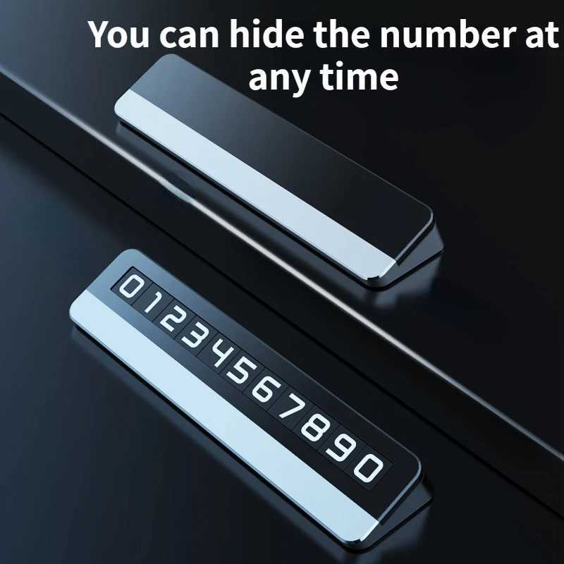 Interior Decorations Car design sticker temporary parking card metal phone number board illuminated sign mobile car H250108OYL5