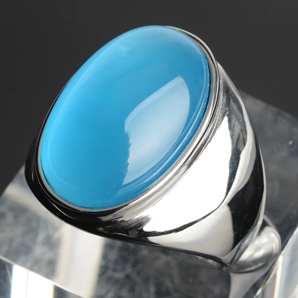 18k Gold Color Women Ring Stainless Steel Jewelry with Large Cat Eye Stone Tarnish Free Men Accessories Male Rings High Quality 250106