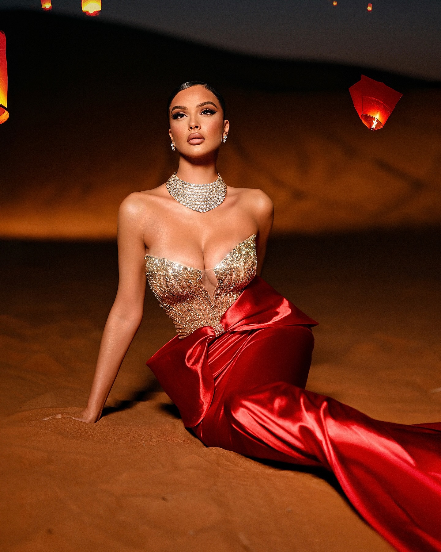 Beaded Red Mermaid Prom Dresses Sequined Evening Gowns Strapless Necke Sweep Train Special Ocn Formal Wear