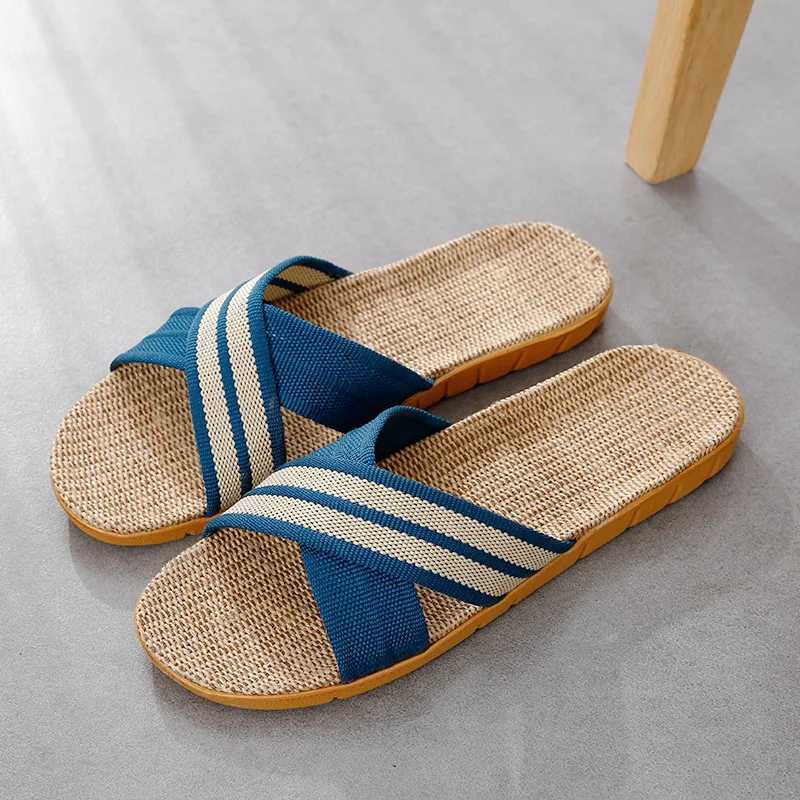New Arrival New linen beach slider mens lightweight home shoe flip cover mens indoor bathroom slider unisex home slider Zapatos Hombre T250108