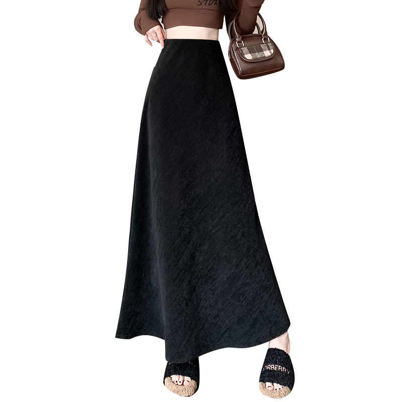 G74236 Fishtail skirt suede autumn and winter high waist medium long style cover the collapse thin a-line hip skirt