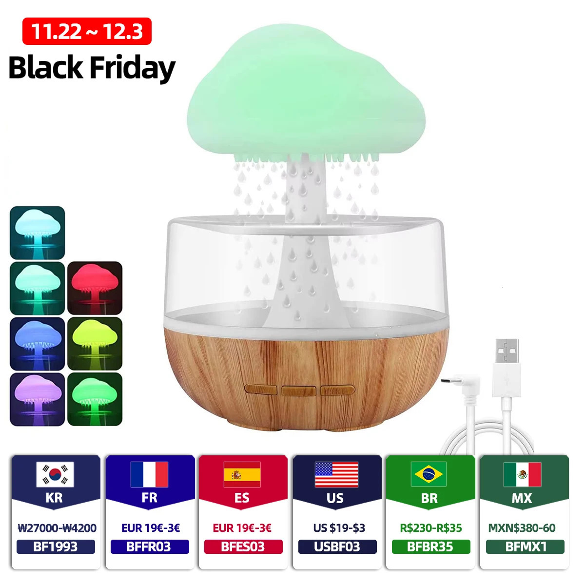 Mini Air Humidifier USB Electric Aroma Diffuser Essential Oil Purifier Aromatherapy Mist Maker Lights For Car Home Bedroom 250103