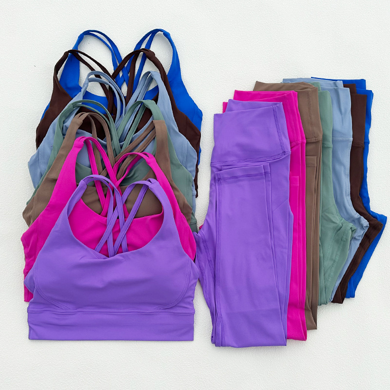 Double sided brushed women's cross underwear, shock-absorbing gathering bra fitness vest naked feeling sports tight fitting peach buttocks runnin