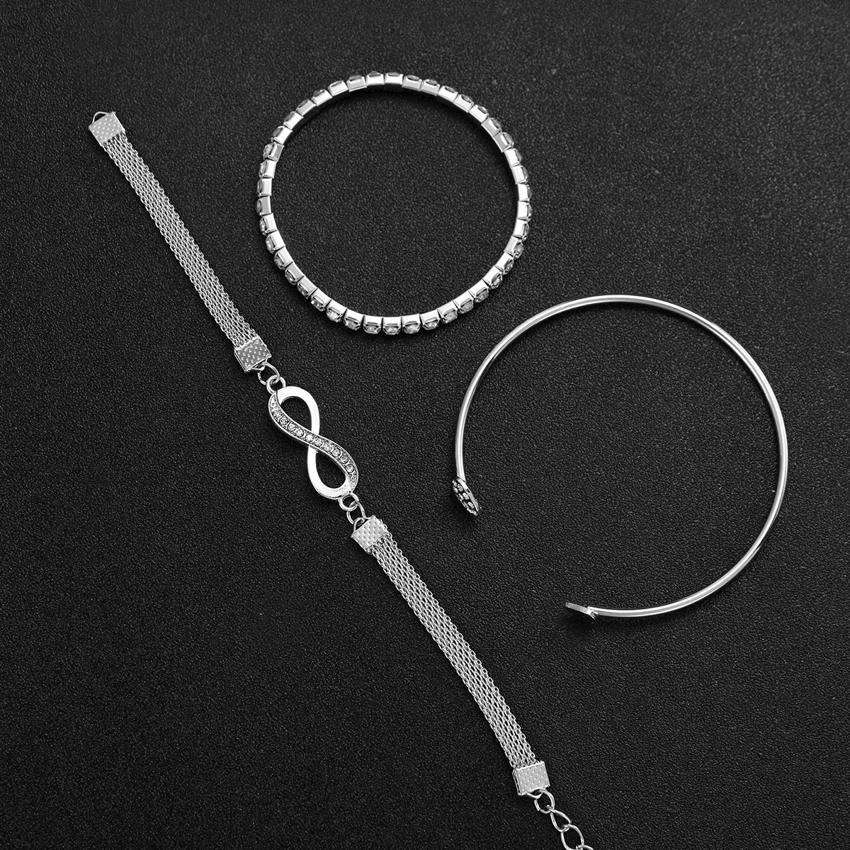 Women Fashion Silver Color Stainless Steel Quartz Watch Beads Jewelry Set 241228